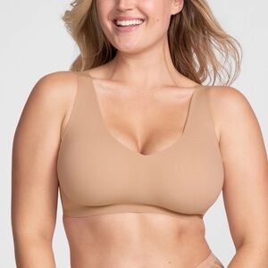 New Honeylove V Neck Wireless Bra Bralette sand Sz 1X